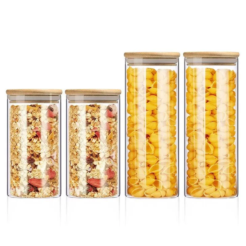 Cylinder Storage Containers Sealed Glass Jars High Borosilicate Kitchen Box Tank Coffee Bean Storage Can Bbgux