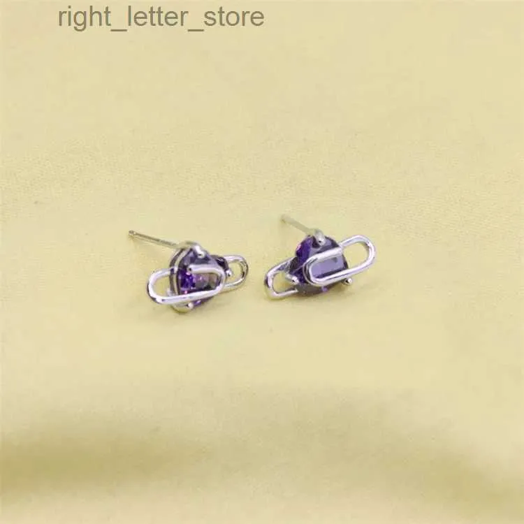 Stud Zfsilver Lovely Fashion S925 SERRLING Silver Purple Zircon Creative Pin Boucles d'oreilles Stud For Women Charm Jewelry Accessories Party YQ231128