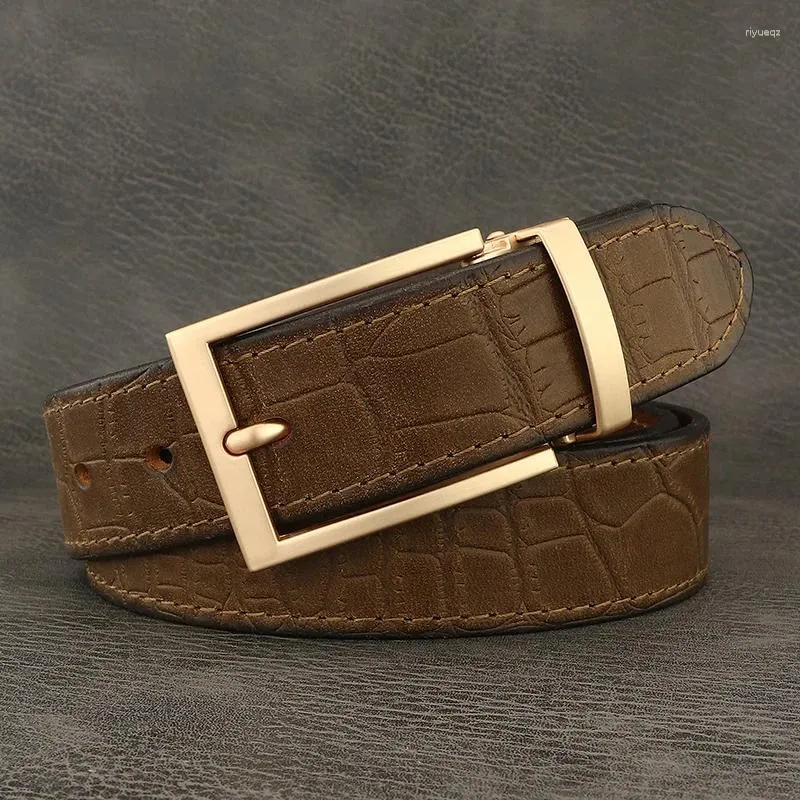 Bältesnål Buckle Designer Högkvalitativ män lyxen berömd crokskin krokodilkorn full läder casual formell ceinture homme