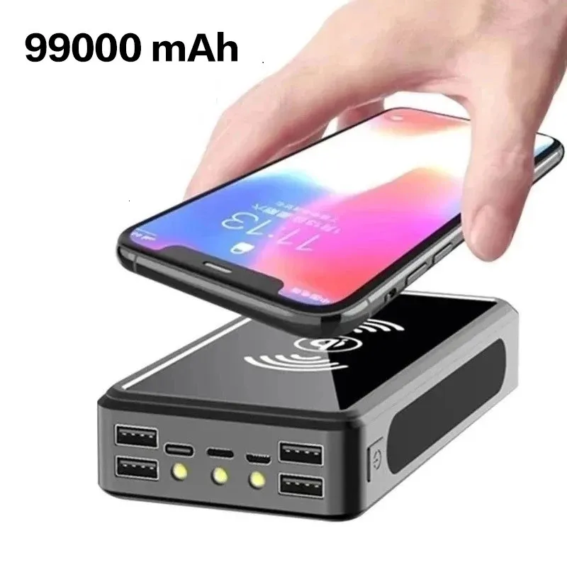 휴대 전화 케이스 Wireles 99000mAh 태양 광 발전 은행 용량 충전 파워 뱅크 외부 배터리 Xiaomi iPhone 12 13 231128 용 빠른 충전기