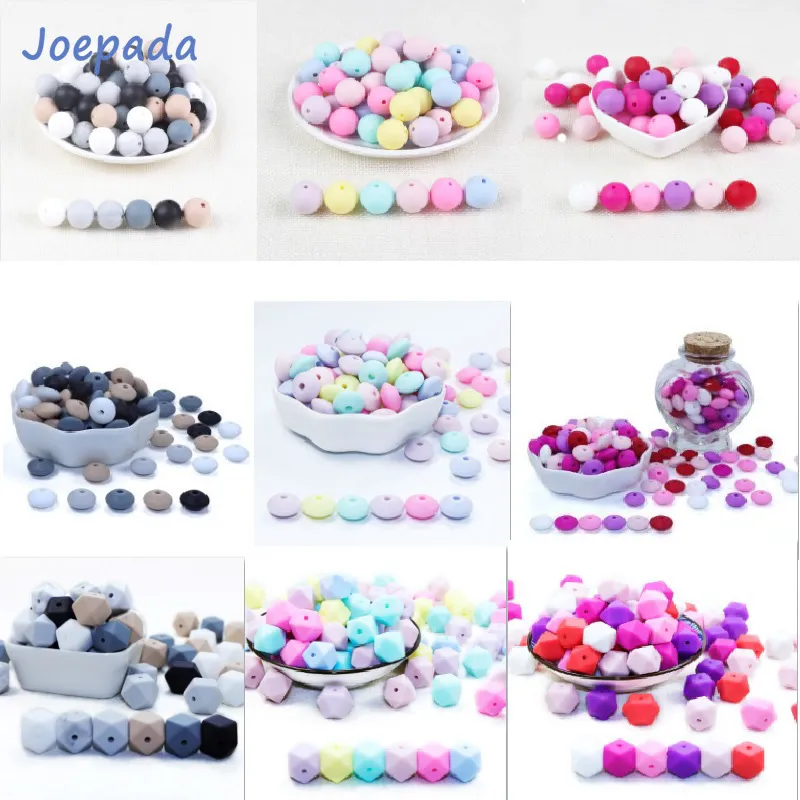 Jouets de dentition pour bébé Joepada 30Pc 91215mm perles rondes en silicone collier d'allaitement de dentition lentilles de qualité alimentaire anneau de dentition hexagone 230427