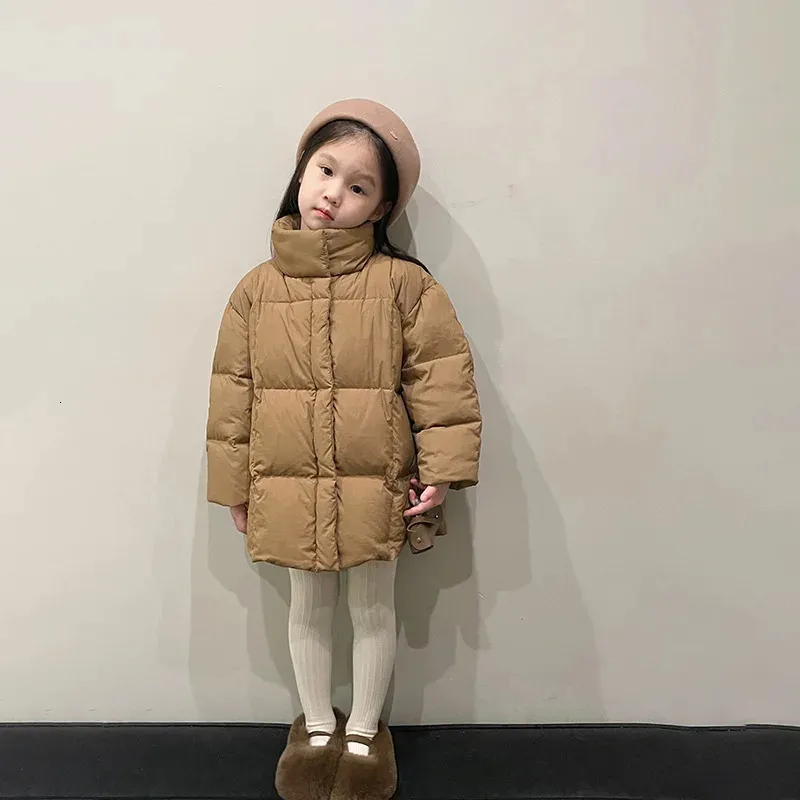 Down Coat Korean 2023 Winter Children Girl Parka Cotton Padded Stand Collar Kid Snowwear Warm Soft Quilting Jacket 231128