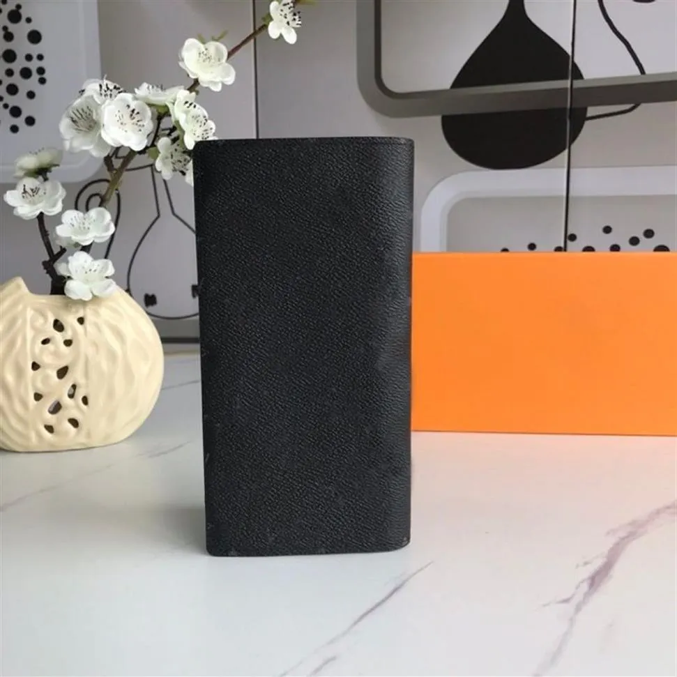 Hela designern New Herr Wallet Black Flower Long Leather har olika fickkortsplatser kommer med en låda över hela världen 2235