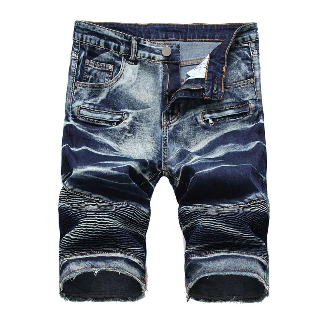 Rock Revival Jeans Nya franska designer Men Jean Shorts Summer Ripped Denim Blue Half Kne Length Shorts Slim Fit Shorts Men 6451626