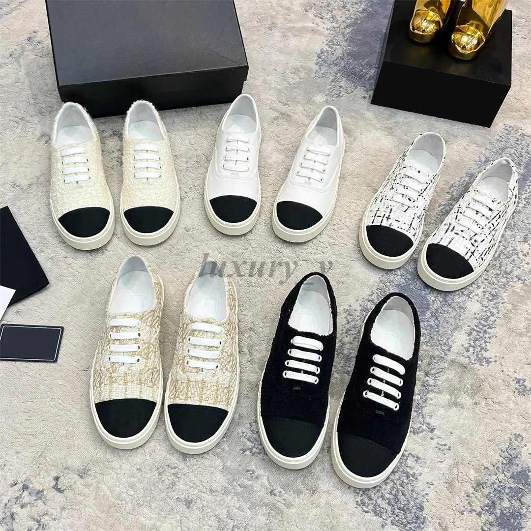 Designer Casual Shoes Women Sneakers Fabric Flat Outdoor Shoes Woven Upper Classic Sneaker Versatile Soft Sole Shoe with box