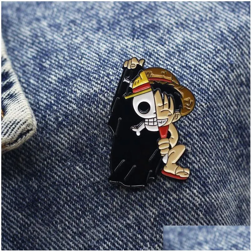 Anime One-Piece Monkey D Luffy Enamel pin Funny King Of Pirates Brooch Backpack Lapel Badge Fashion Jewelry Gift
