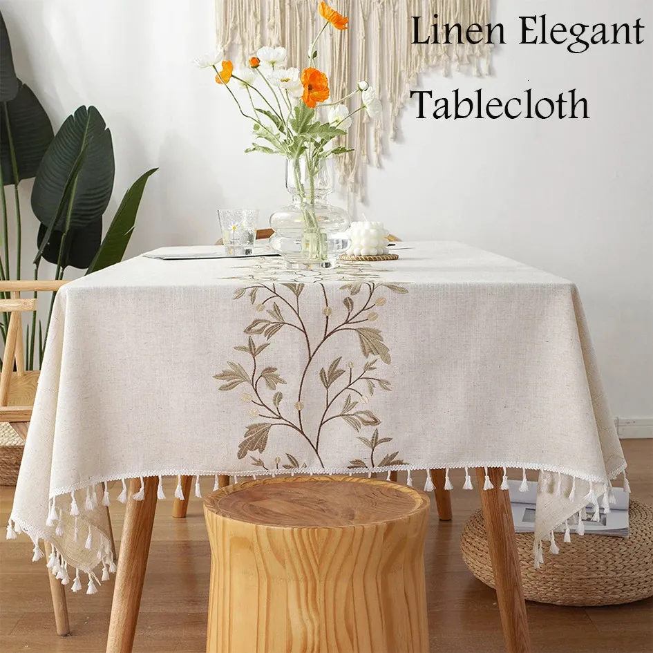Tischdecke Battilo Leinenbezug rechteckige weiße Tischdecken wasserfest Kaffee für Esszimmer Schreibtische Küche Dekor 231127