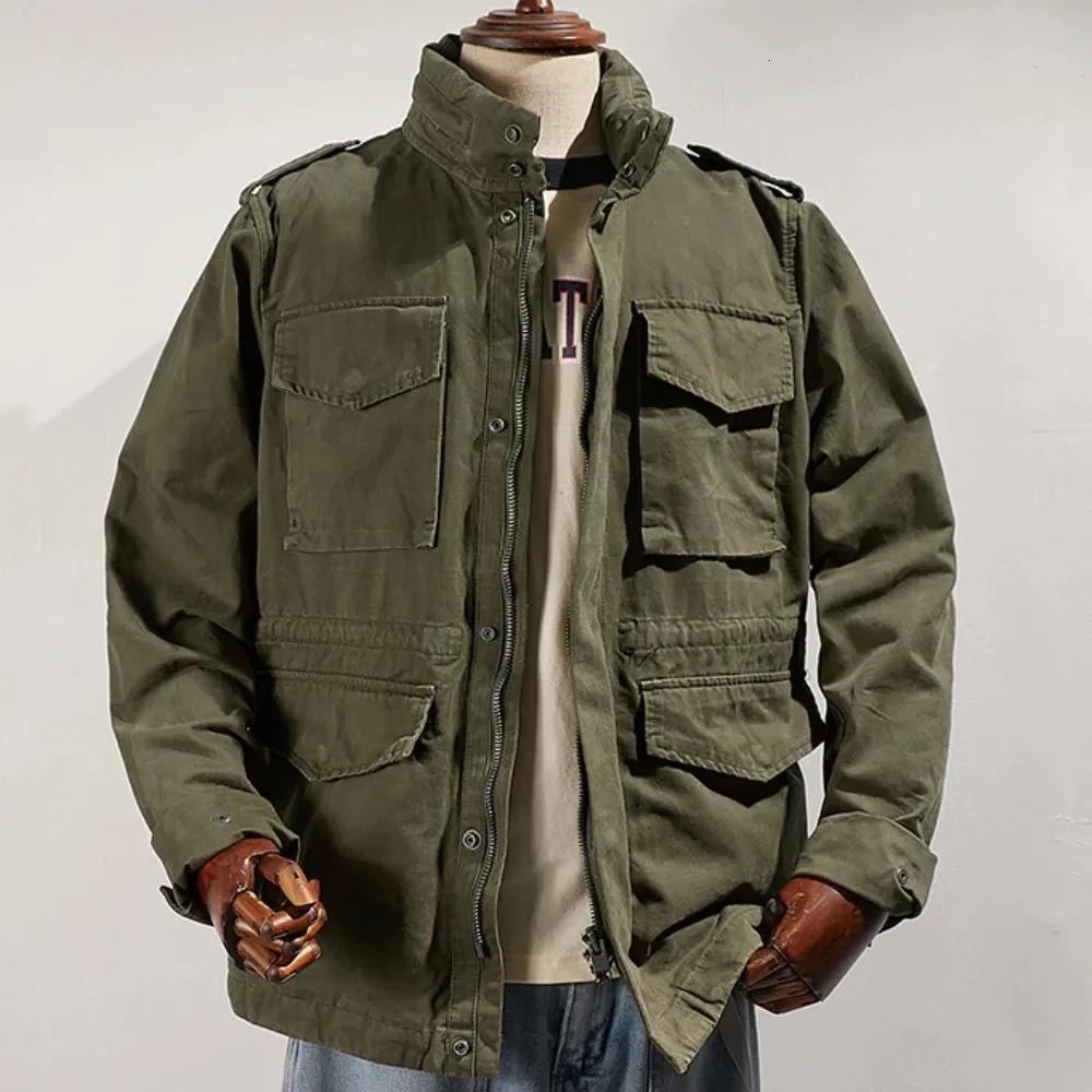 Men's Jackets Retro heavy padded jacket military style field tough guy pocket tooling coat windbreaker 231128