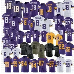 2023 Bud Grant Patch Classic Football Jersey Addison Justin Jefferson TJ Hockenson Dalvin Cook Kirk Cousins Adrian Peterson Moss Mekhi Blackmon men women youth