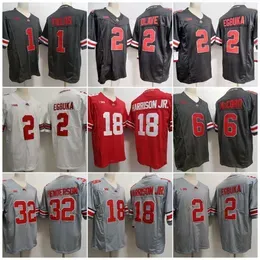 New Ohio State Buckeyes Gray Football Jersey 18 Marvin Harrison McCord Fleming Wilson Stroud Justin Fields 44 J.T. Tuimoloau Egbuka 2 Young Olave George Bosa Red 2024