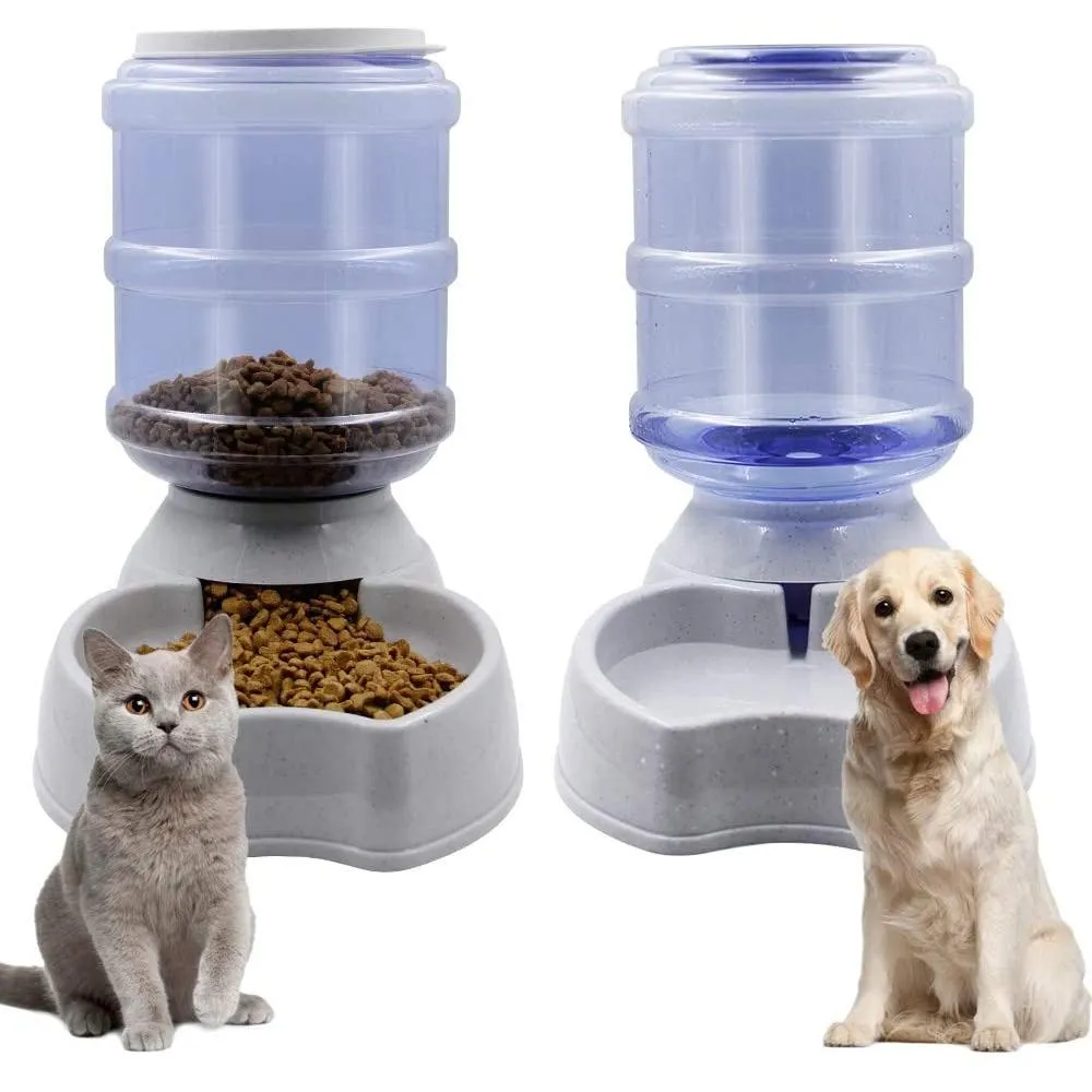 Alimentation 3,8 L de grande capacité pour animaux de compagnie, distributeur d'eau, bouteille automatique, bols d'auto-alimentation pour petits et grands chiens, chats, chiots, chatons