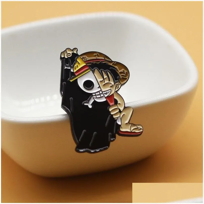 Anime One-Piece Monkey D Luffy Enamel pin Funny King Of Pirates Brooch Backpack Lapel Badge Fashion Jewelry Gift