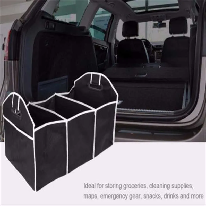 New Car Trunk Storage Box Extra Large Collapsible Organizer With 3 Compartments Home Car Seat Organizer Car Accessories Interior