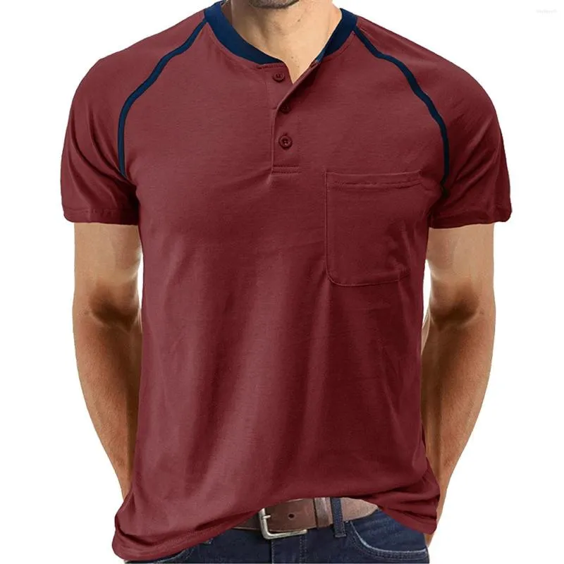 Men's T Shirts Long Shirt Male Spring And Summer Retro Business Casual Travel Multi Buttons O Neck Solid Color Tees For Men