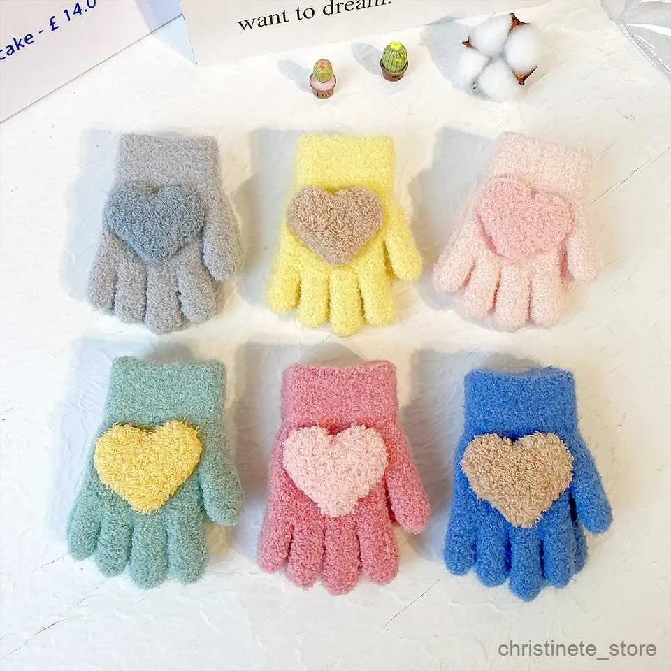 Mitaines pour enfants 1-3 ans hiver enfants gants tricotés épaissis dessin animé chaud en peluche enfants hiver tout-petits mitaines enfants gants