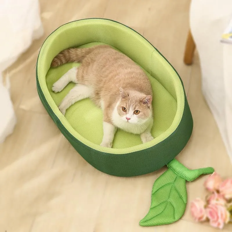 Mats Funny Fruit Shape Cat Bed House Breathable Cute Cat Mat Beds Portable Pet Basket Kennel Dog Cushion Cat Supplies Multicolor