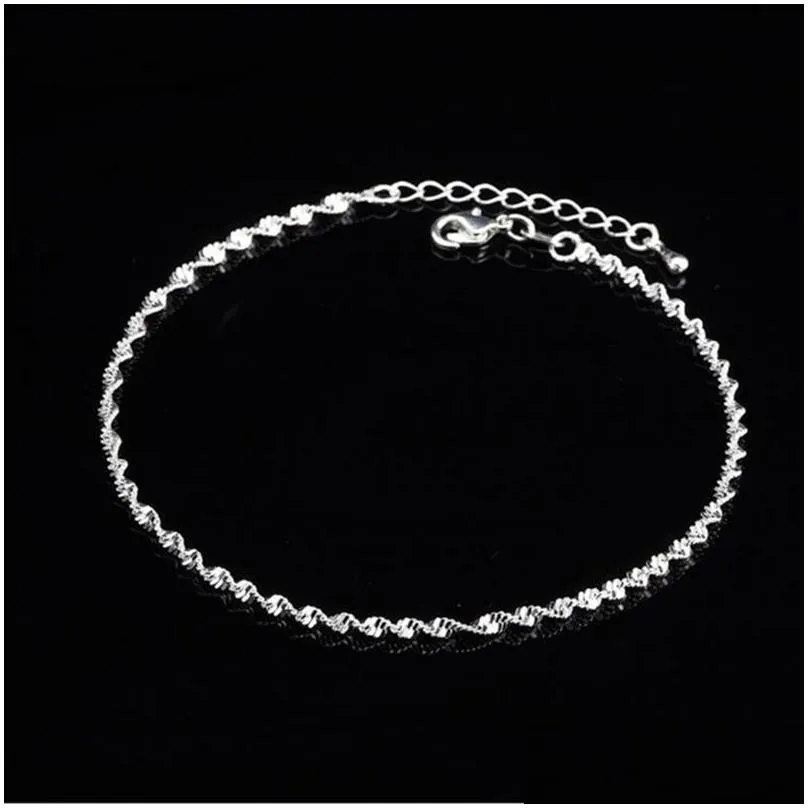 Enkelbanden Mode Gedraaide Geweven Ketting Voor Vrouwen Enkelband 925 Sterling Sier Enkelbanden Armband Voet Sieraden Op 210507 Drop Delivery Sieraden Dhiqf