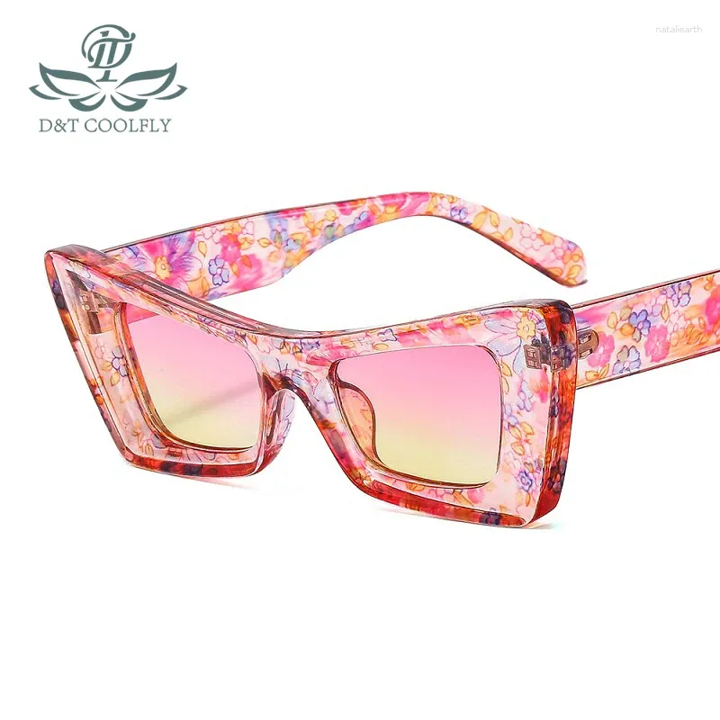 Solglasögon DT 2023 Fashion Cat Eye Women Men Vintage Brand Designer Gradients Lens Luxury Leopard Frame Sun Glasses UV400