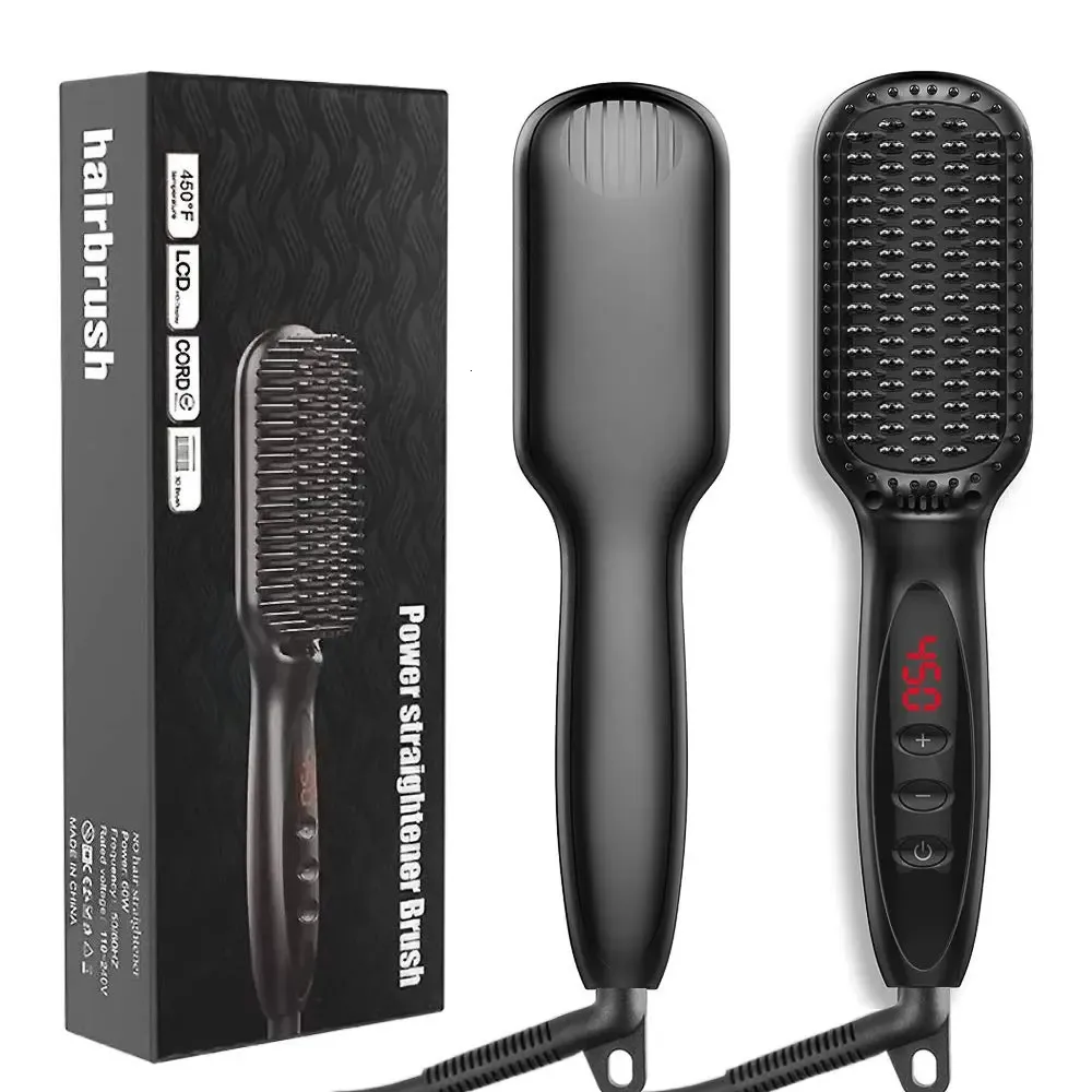 Stijltangen Verwarming Rechttrekken Kam Stijltang Borstel Mannen Quick Baard Styling Iron Smoothing 231128