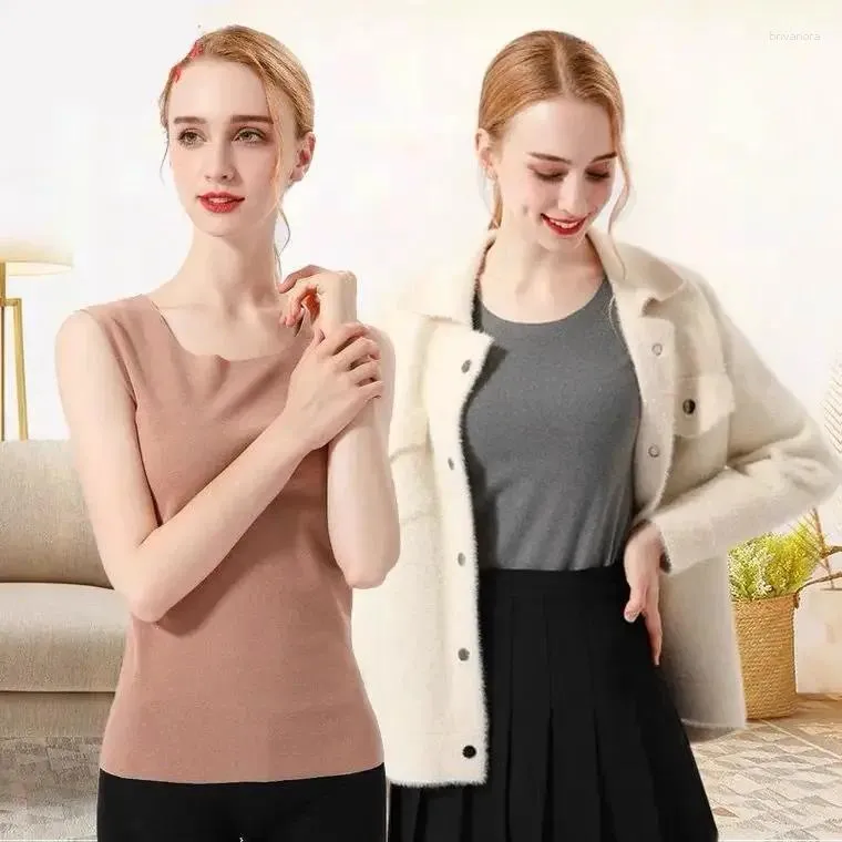 Camisoles Tanks De Velvet Nahtlose Heizung und Wärme Damen Plus dünner Abschnitt schmal sitzende warme Kleidung Bottoming Shirt Weste Unterwäsche