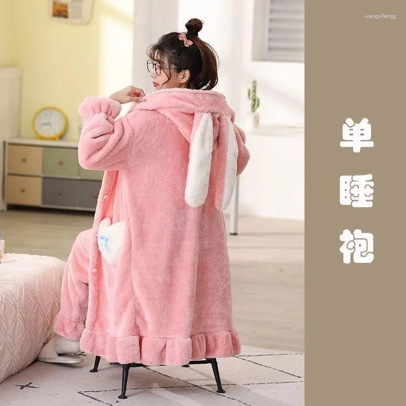 Women's Sleepwear Pajamas For Women In Autumn And Winter Coral Velvet Large Size Flannel Pajama Dresses To Wear As Cute Outfit