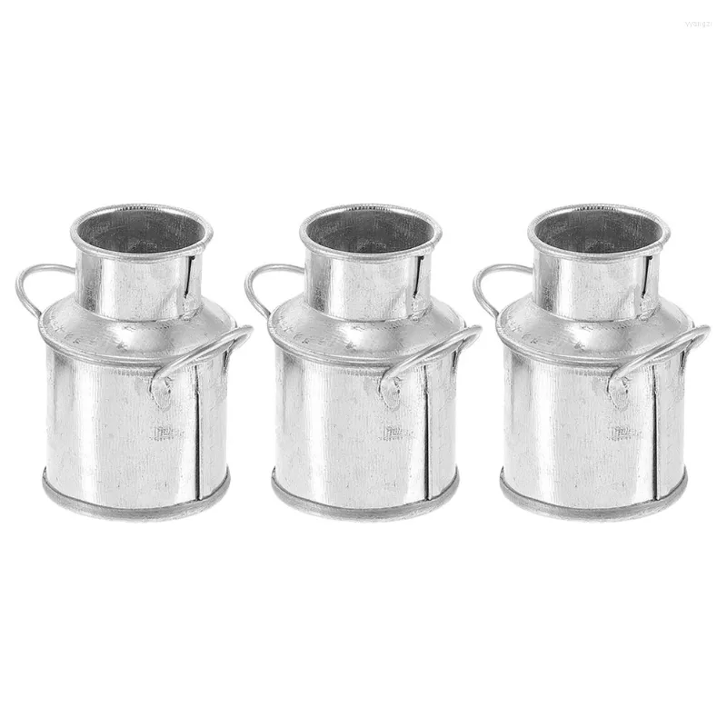 Wazony 3PCS Mini Bucket Tiny House Akcesoria Miniaturowe kwiaty Dekor