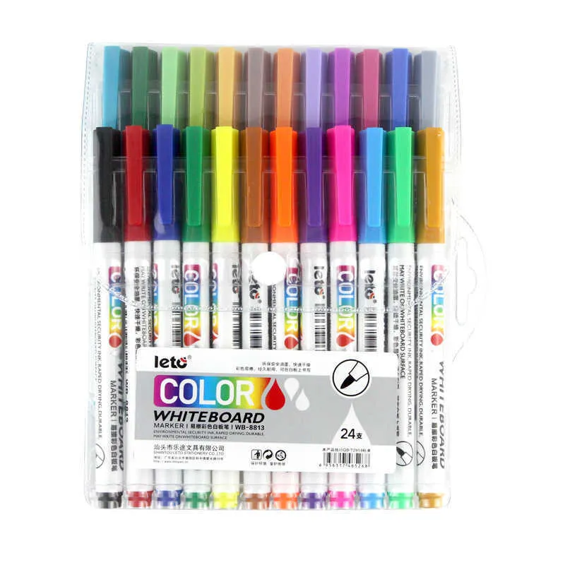 12pcswatercolor pincel s 24 cores marcadores cil de quadro negro Apagável marcador à base de água à base de água e caneta de aprendizado não-tóxica para crianças 2023 P230427