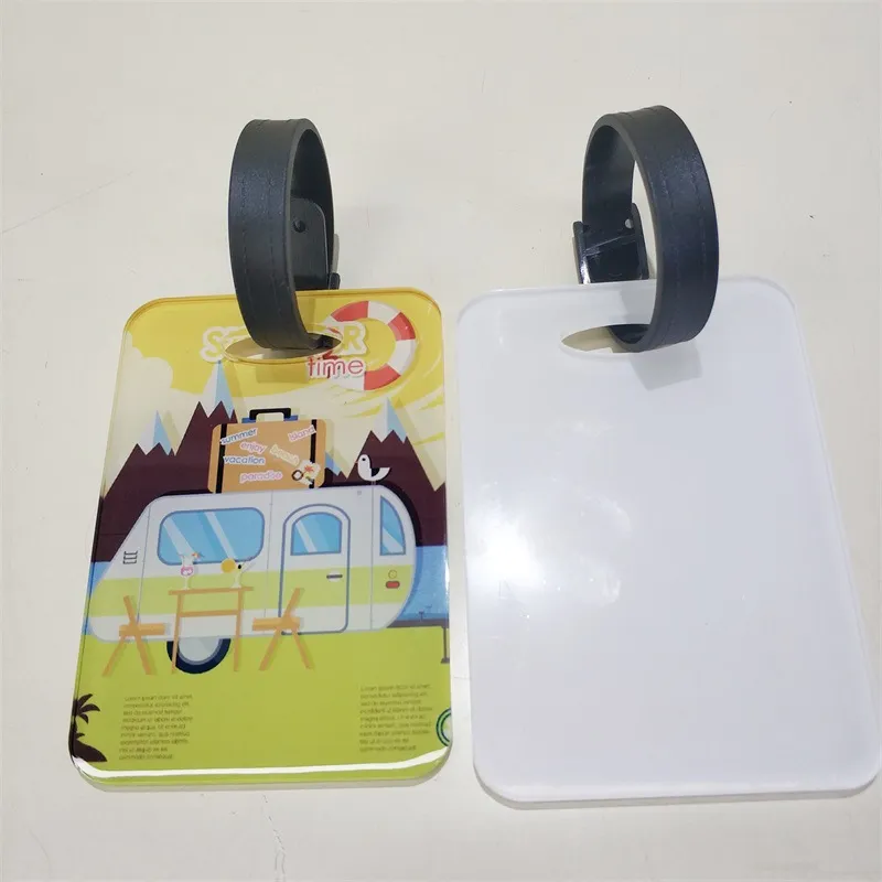 DHL200pcs Bag Parts Sublimation DIY White Blank Acrylic Rectangle Travel Luggage Tags