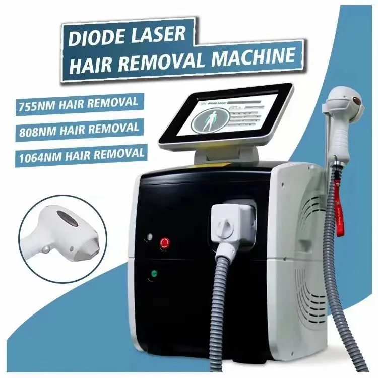 Avançado 808nm semicondutor laser depilação permanente folículo cabelo raiz máquina de danos 3 comprimento de onda depilação portátil salão de dissipação de acne