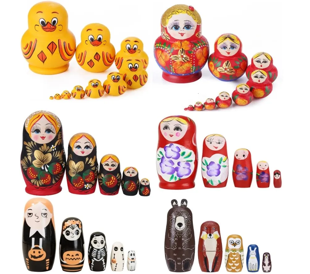 Bambole Halloween Ragazza Matrioska Dipinta a mano Lady Nesting Doll Ornamenti Decorazioni per la casa 231127