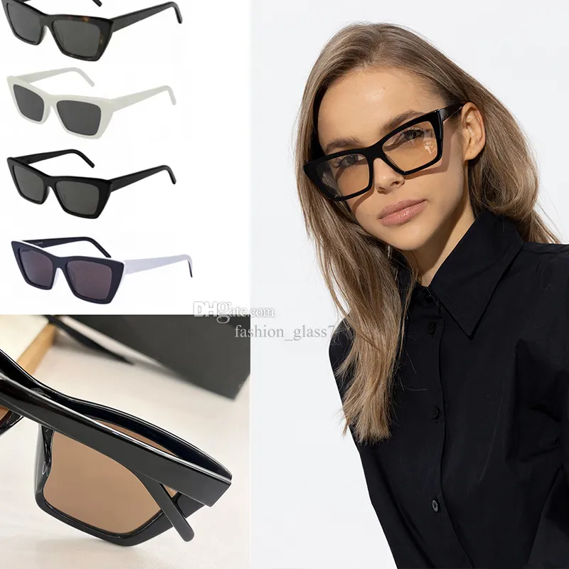 Designer de óculos de sol feminino de luxo com lentes que mudam de cor de armação grande, óculos de sol resistentes a UV400, óculos de gato da moda com capa protetora SL276