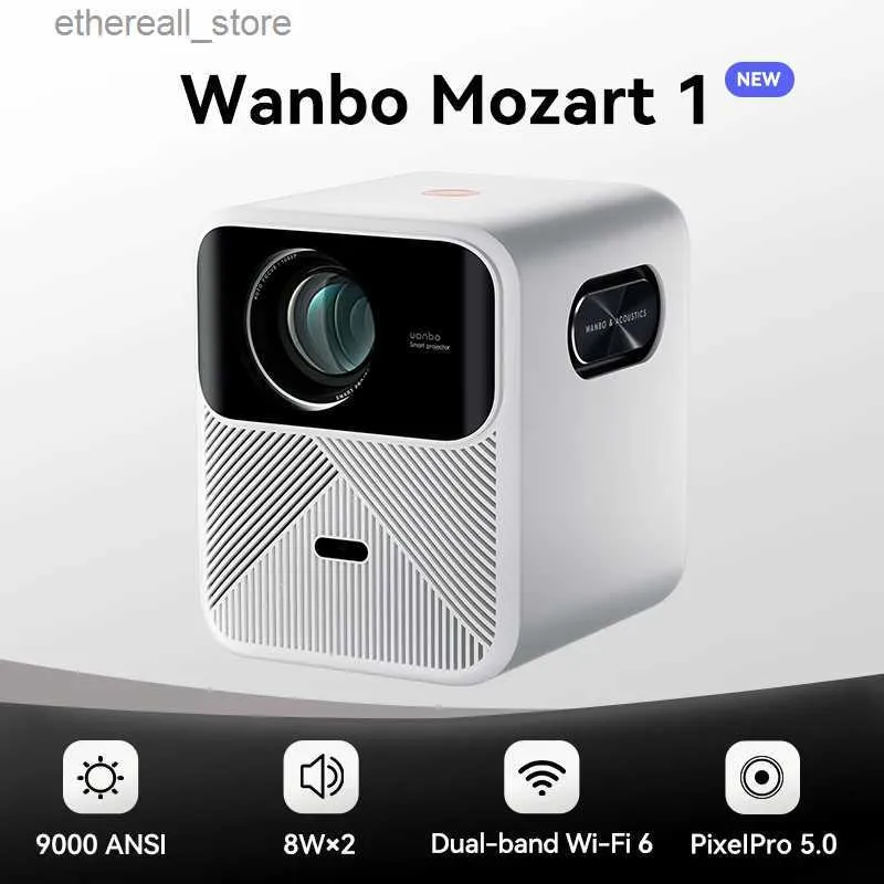 프로젝터 Wanbo Mozart 1 Android 9.0 2K 4K 프로세터 1080p Full HD 휴대용 프로젝터 WiFi 6 2+32GB 스마트 홈 비디오 극장 Q231128 용 자동 초점