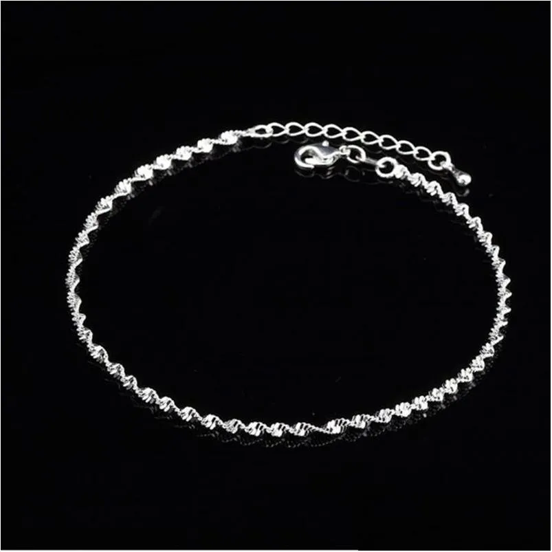 Bracelets de cheville Mode Twisted Weave Chaîne Pour Femmes Cheville 925 Sterling Sier Bracelets De Cheville Bracelet Bijoux De Pied Sur 210507 Drop Livraison Bijoux Dhtcd