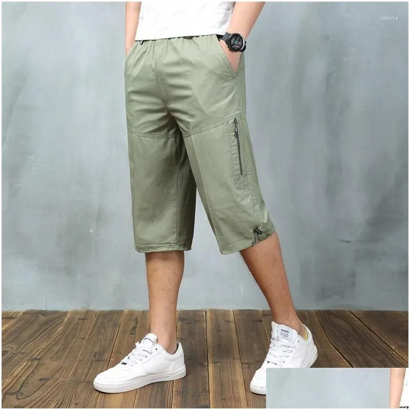 Pantaloni da uomo Pantaloni da uomo Uomo 2022 Estate Casual Cargo Cotone Homme Traspirante al polpaccio Grande e alto 5Xl 6Xl Pantaloni taglie forti Uomo Dr Otrz9