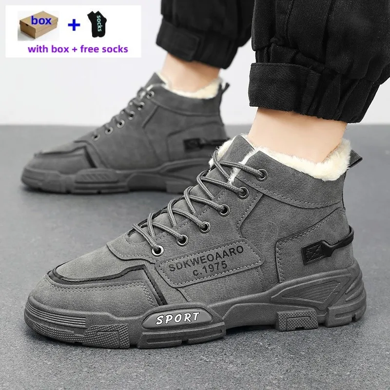 Stivali invernale stivali maschile designer snow sneaker sneaker pelliccia usura resistere alla caviglia in pelle mezzo stivale da uomo esterno scarpe sportive di fabbrica z 44