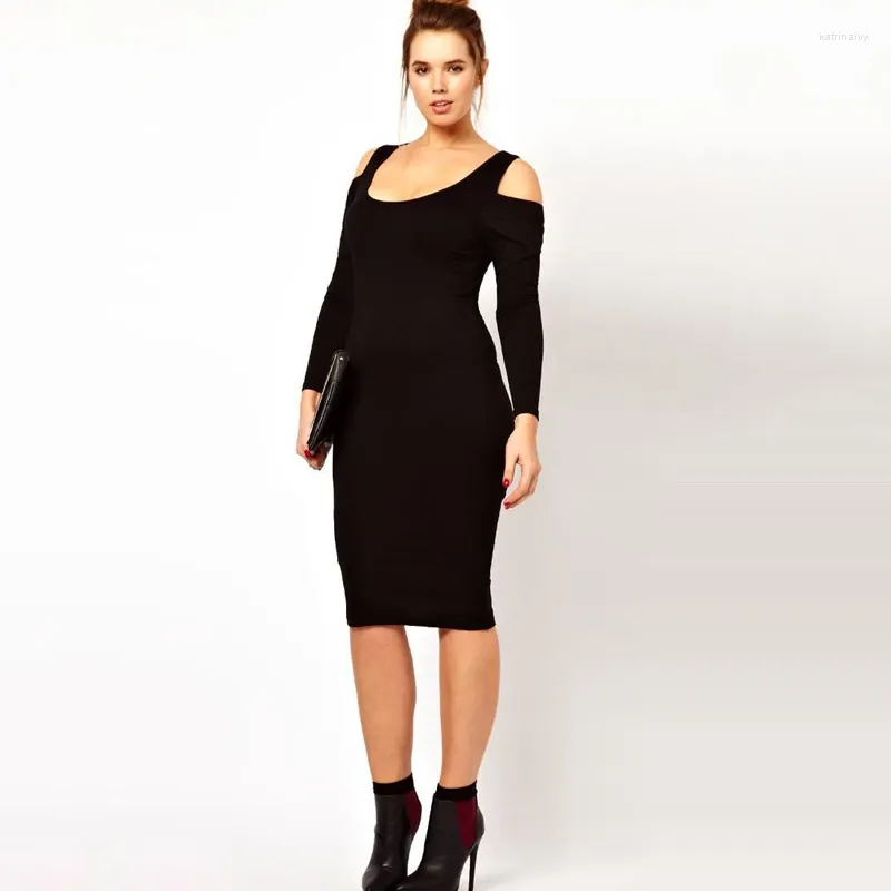 Sukienki w dużych rozmiarach seksowna sukienka BodyCon Sukienka Kobieta Solidna czarna elegancka moda Midi Pencil Spring Party 6xl