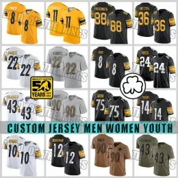 ``Steelers``Football Jerseys Najee Harris T.J. Watt Kenny Pickett George Pickens Minkah Fitzpatrick Pat Freiermuth Joey Porter Jr Troy Polamalu Harris