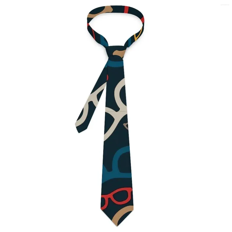 Kręgowe krawaty kolorowe okulary druk krawat inteligentne okulary codzienne noszenie szyi vintage fajne na męski krawat prezent urodzinowy