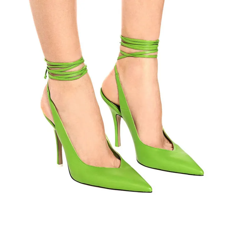 Slingback klackar 2023 Summer Fashion Ankle Strap Stiletto Heels Womens Sandaler Sandale Compense Femme Big Size 43 45 47 Compens
