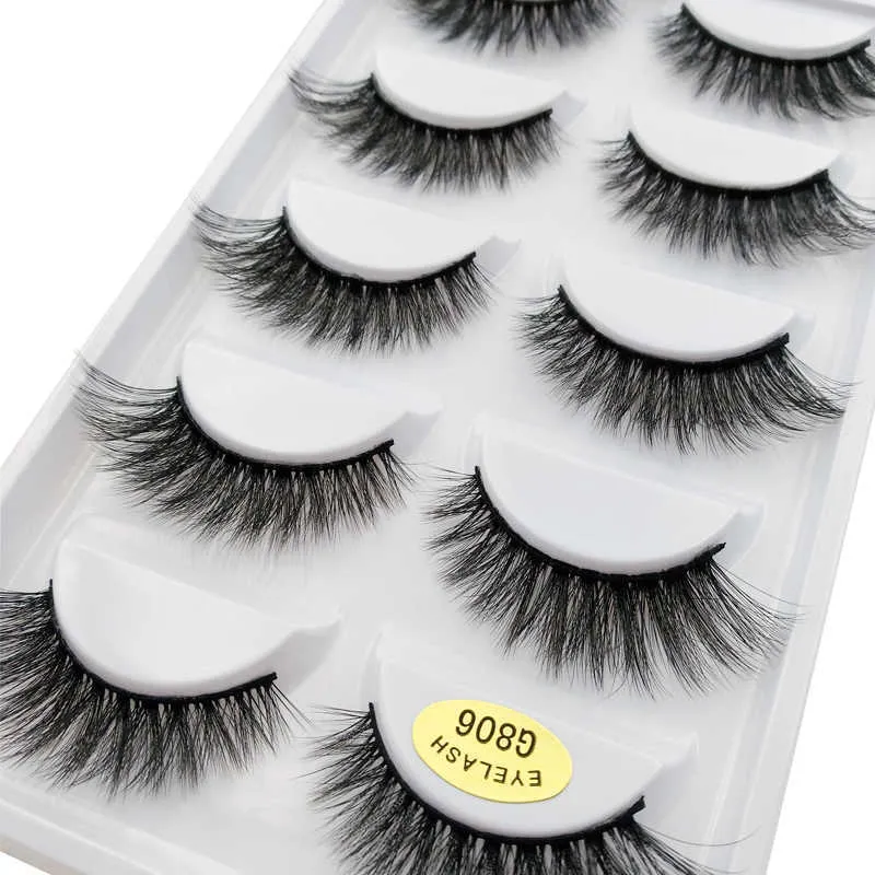 3 PCFalse Eyelashes 5 paia 100% vere ciglia di visone finte 3D ciglia finte naturali ciglia di visone 3d kit di trucco per estensione ciglia morbide Cilios G806 Z0428