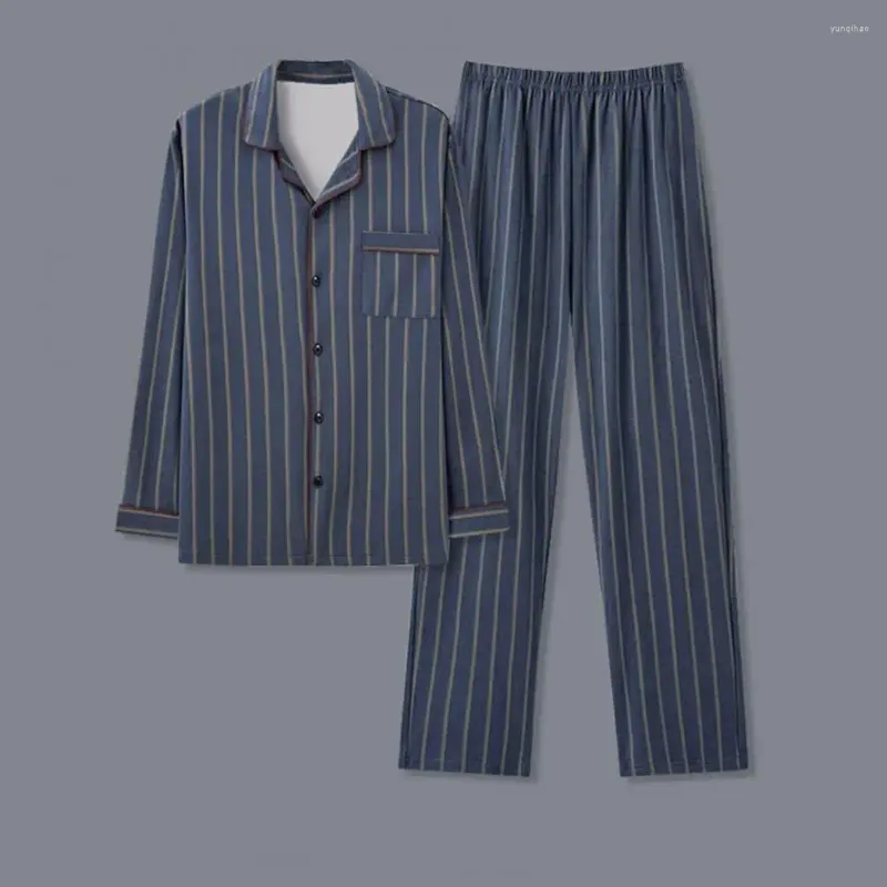 Pantaloni da pigiama da notte da uomo Set pigiama casual ampio e accogliente stampato pigiama per la famiglia elegante primavera/autunno con risvolto
