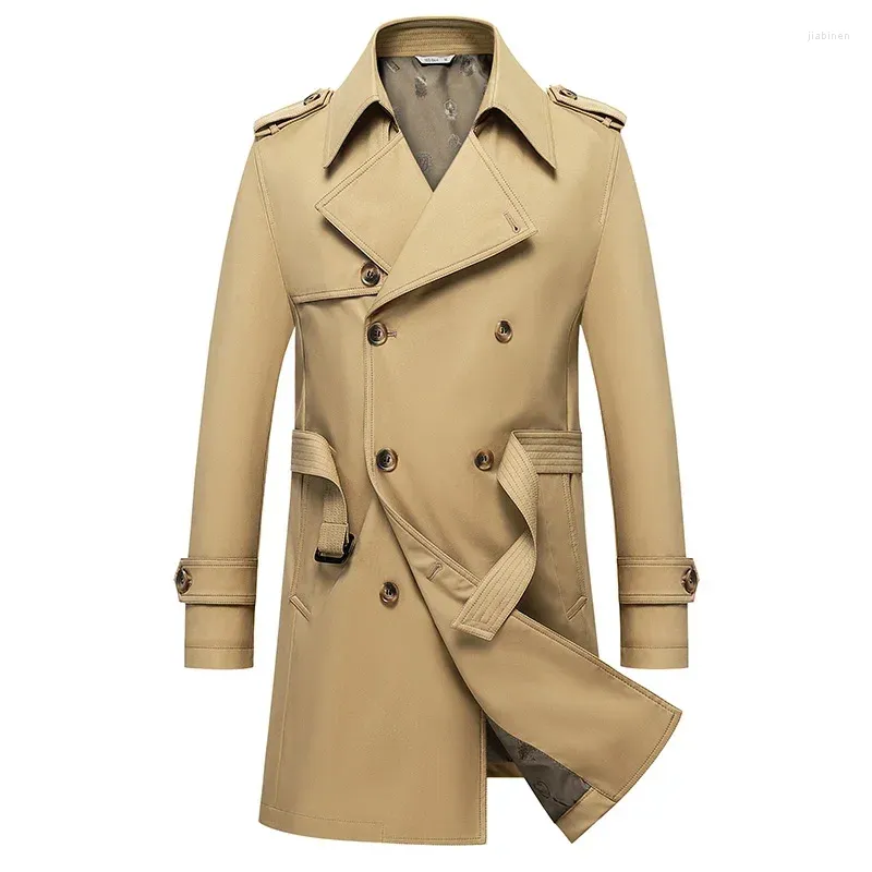 Men s Trench Coat 2024 Classic Solid Plus Size Windproof Casual Jacket