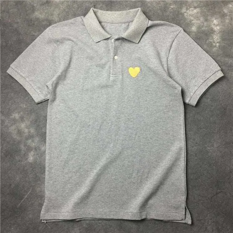 Men's T-shirts European American and Japanese Fashion Brand Classic Gray with Gold Heart Polo Shirt Short Sleeve Couple Embroidered Cotton Men and Women T-shirts
