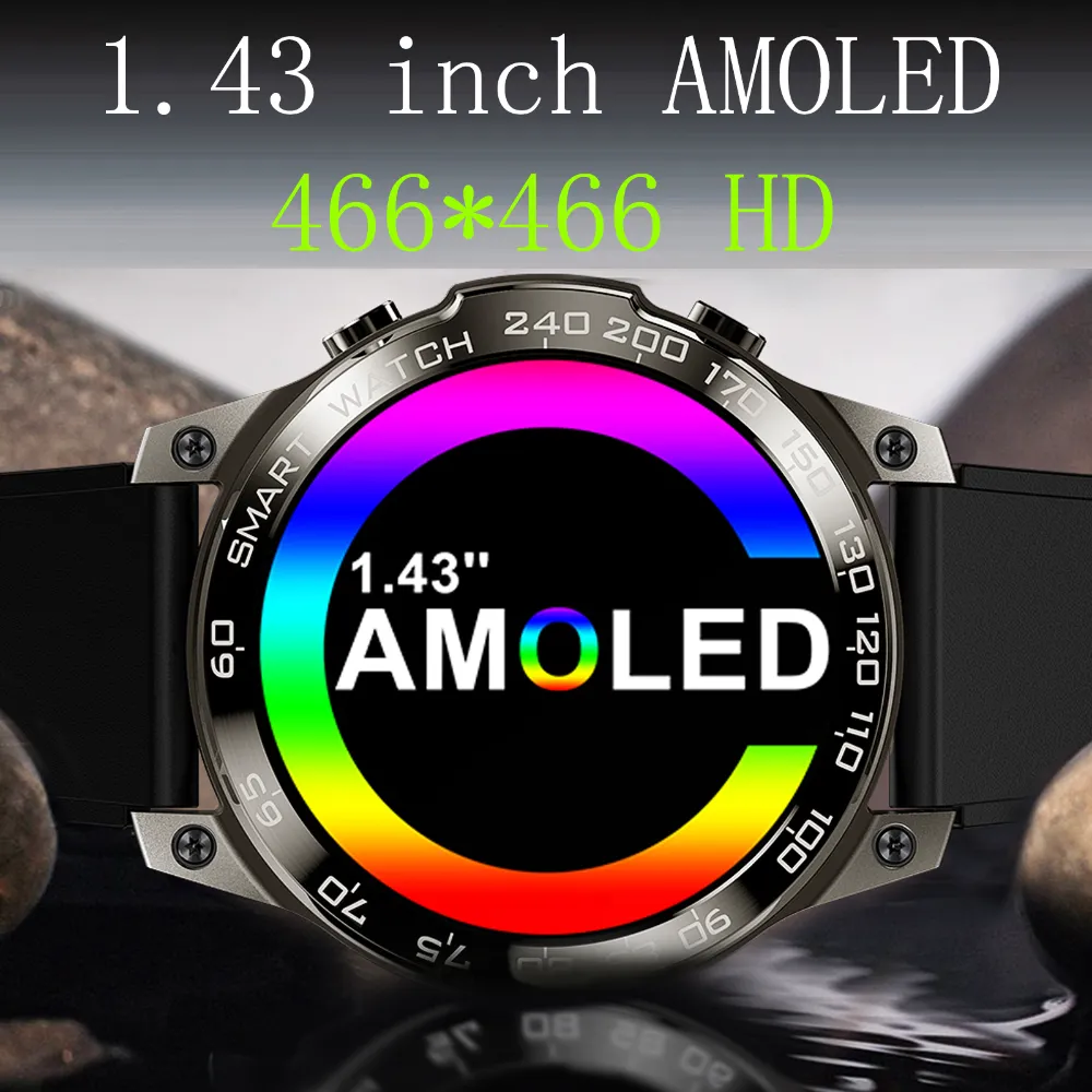 Relojes inteligentes para hombres NFC DM50 reloj inteligente AMOLED 1,43  466*466 HD 7 días de duración de la batería IP68 impermeable llamada