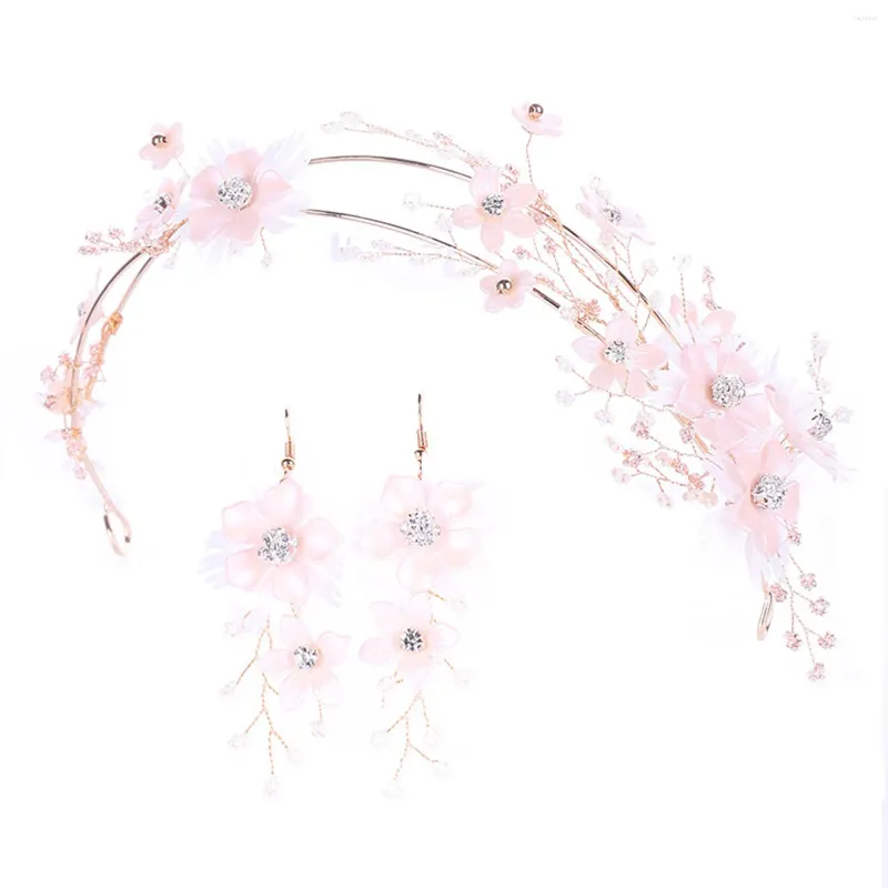 Collier boucles d'oreilles ensemble acrylique fleur mariée bandeau boucle d'oreille cristaux étincelants perles ornements luxueux pour robes de mariée de banquet