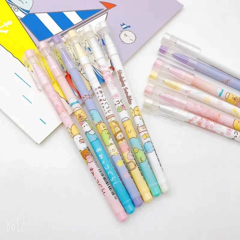 Wholesale Cartoon neutral pen cute corner biology student stationery creative water pen signature pen full needle blue/black