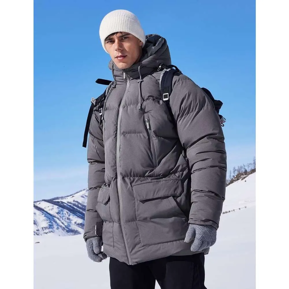 Mens quilted top coat with hood