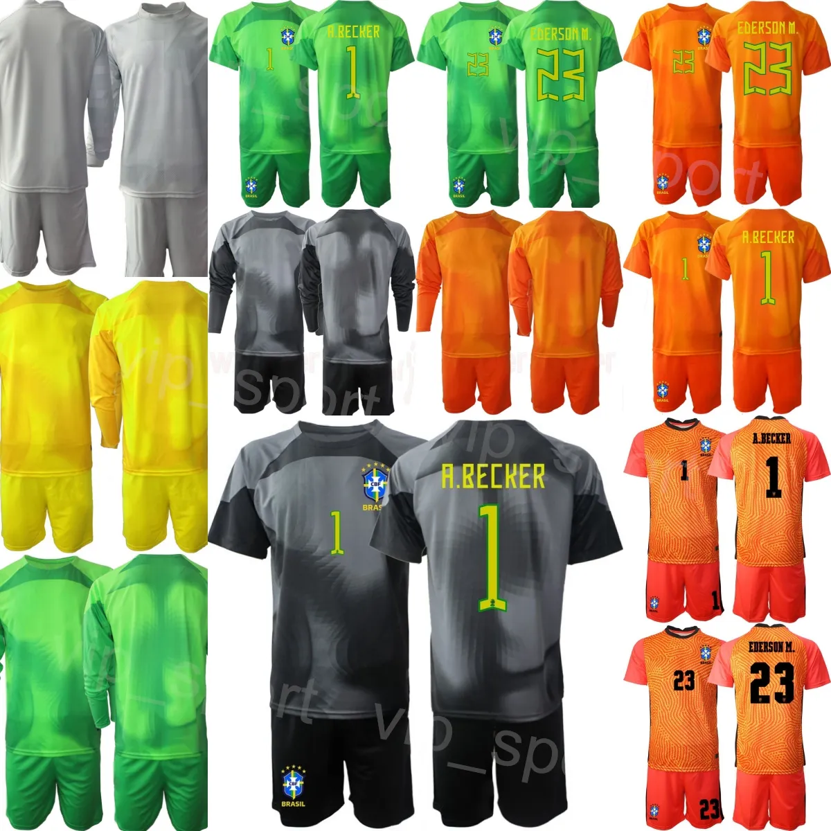 National Team 22/23 Man Brasil Soccer GK Gilmar Taffarel Jersey Set Goalkeeper Long Sleeve 1 Alisson Becker Ederson Moraes Lucas Perri LETICIA Football Shirt