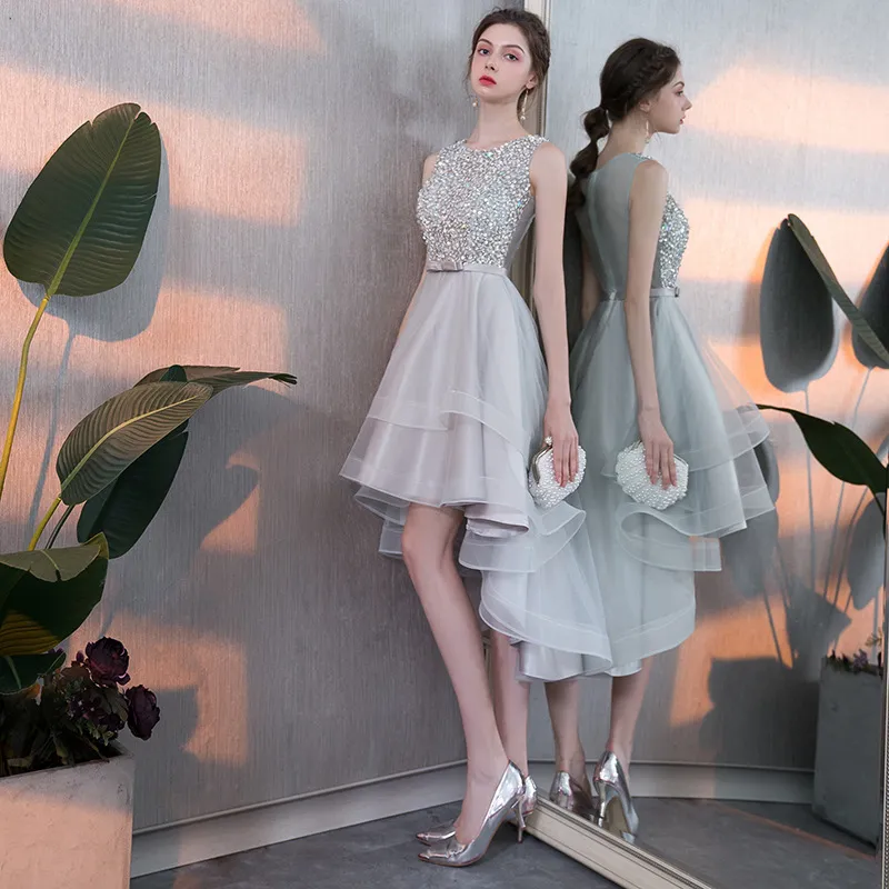 junior high semi formal dresses Gray Spaghetti Short Cocktail Party Dresses Semi Formal Girls Junior h –  Siaoryne main image 1