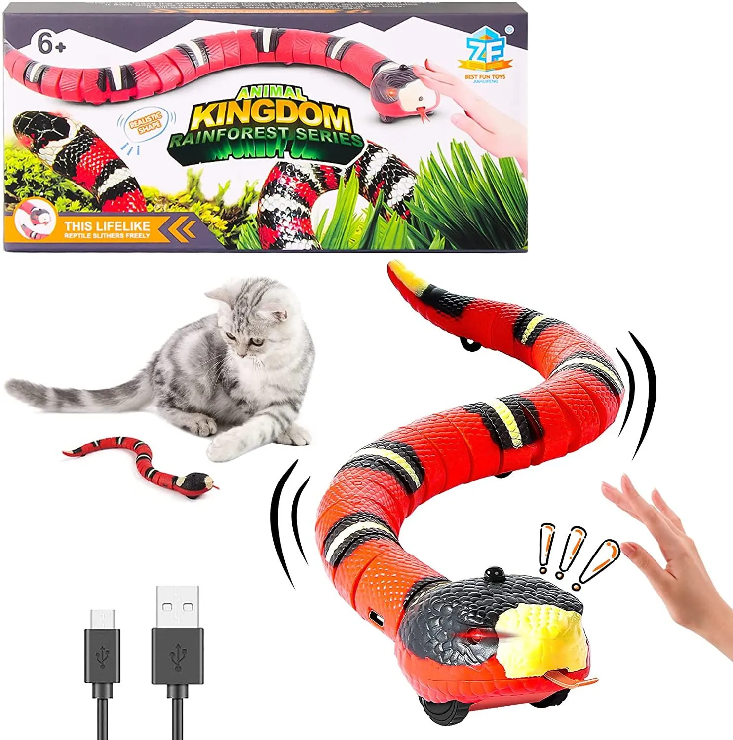 おもちゃスマートセンシングヘビ猫犬犬インタラクティブエレクトロニックキャットおもちゃUSB充電自動猫アクセサリーペット用品